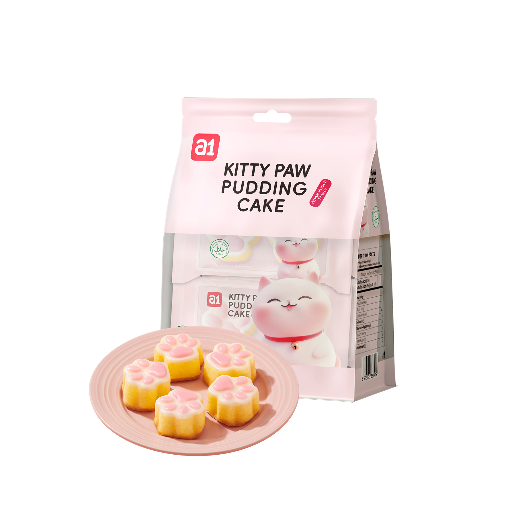 a1 Cat Paw Pudding Cake White Peach Flavor