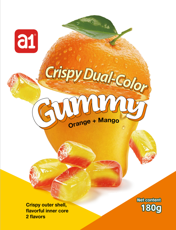 4D Crispy Dual-Color Gummy （Orange+ Mango）