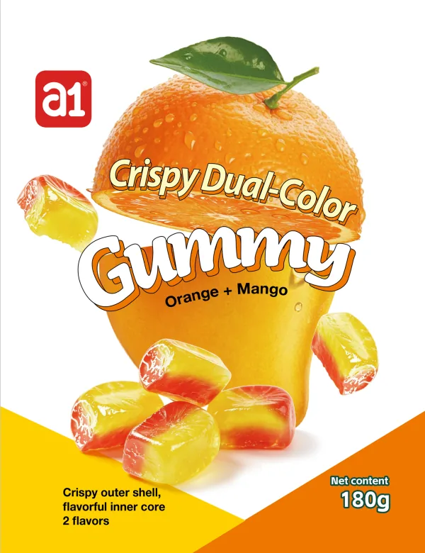 4D Crispy Dual-Color Gummy （Orange+ Mango）