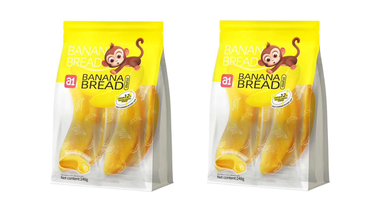a1 banana bread export packaging with English label