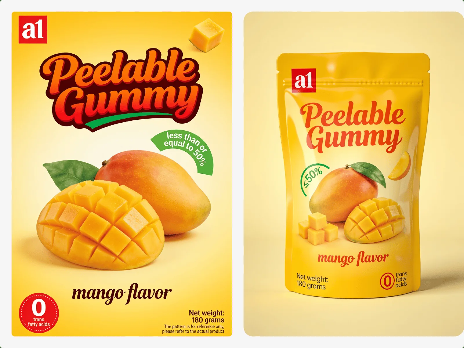 a1 peelable mango gummy export packaging