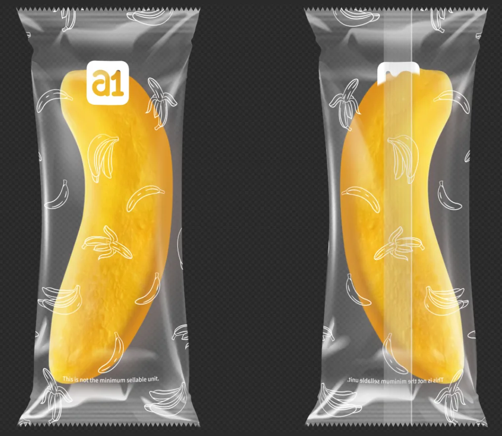 a1 banana bread in transparent film packaging — the barrier layer that carries the 6-month ambient claim