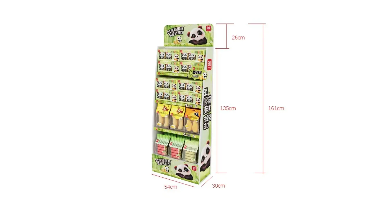 Panda pudding cake on a retail display rack