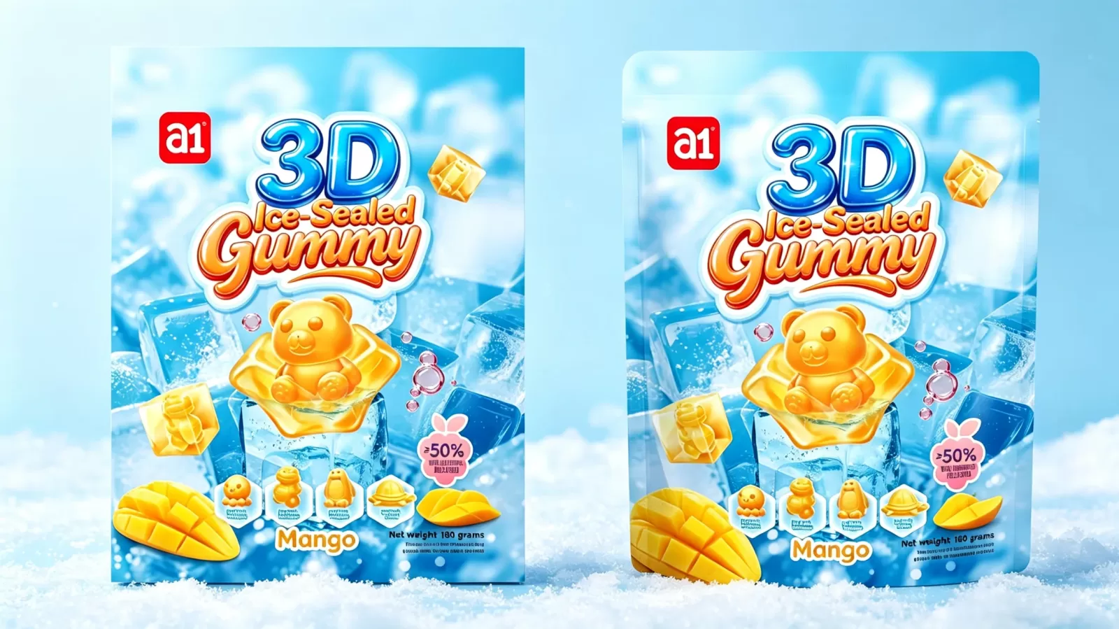 a1 3D Ice-Sealed gummy mango flavor export packaging