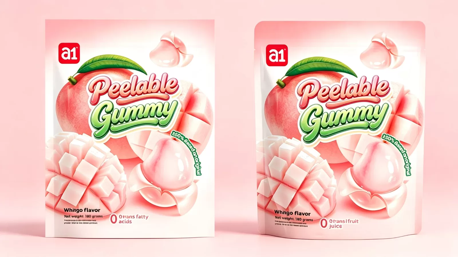 a1 peelable gummy white peach flavor export packaging