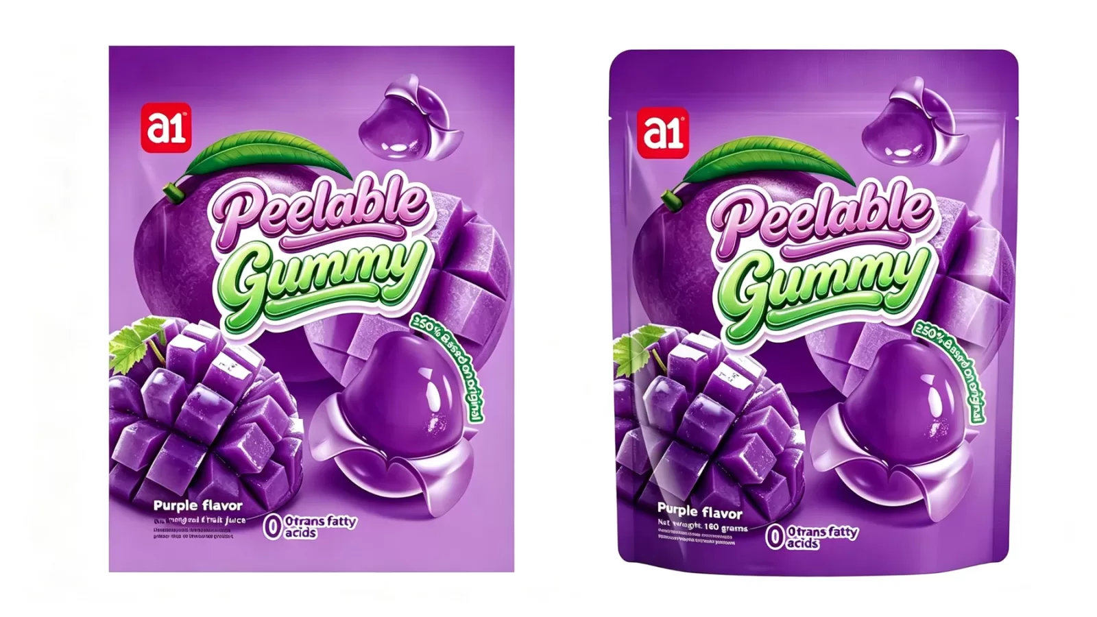 peelable gummy presented in a jar-style premium format